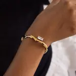 Pulsera con zircon Chapa Oro 18k