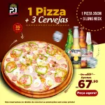 1 PIZZA + 3 CERVEJAS