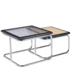 Mesa Ratona Cesca doble Rattan Negro