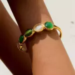 Pulsera en tonos verdes Chapa Oro 18k
