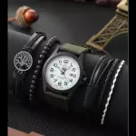 Reloj cuarzo con fecha & 4 Pulseras
