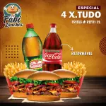 4 X.TUDO ESP. + FRITAS + REFRI 2L