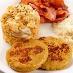 Arepas with bacon, egg, and cheese