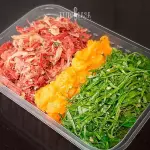 *Carne-seca desfiada c/purê abóbora.