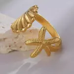 Anillo regulable concha de mar dorad