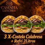 3 X-Costela Calabresa + Refri 2lt