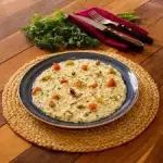 RISOTO DAMASCO COM GORGONZOLA