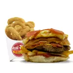 Pizza Burger + Aros de cebolla