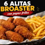 6 ALITAS BROASTER C/ PAPAS