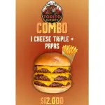 1 cheese triple + papas