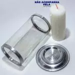 Copo de Vidro p/ Vela 7 Dias - Borda Aluminio