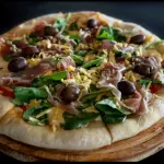 Pizza con rúcula y jamón crudo