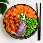 Poke Edamame salmão