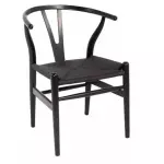 Silla Wishbone madera maciza Negro