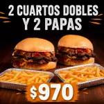 2 CUARTO DOBLE + PAPAS