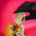 Dog aberto frango desfiado