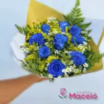 Buquê com 8 rosas azuis