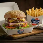 Hamburguesa doble torta con papas