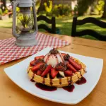 Waffle con helado