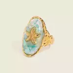 Anillo celeste de mar Chapa Oro 18k