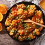 Frango oriental ao molho de laranja,