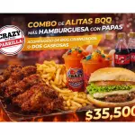 ALITAS +HAMBURGUESA+2gaseosa o 2 gra