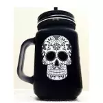 JARRO NEGRO IMAGEN CALAVERA CON SORB