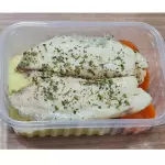 Tilápia assada, purê de batata doce