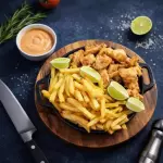 Gurjão de peixe empanado.