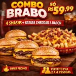 Promoção 4 Smash+ batata cheddar