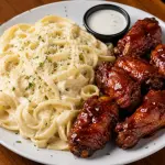 Fetuccini a lo Alfred c/ 6alitas bbq