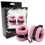 ESPOSAS DE PELUCHE CON CUERO  ROSADO