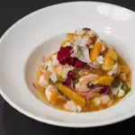 CEVICHE DE CAMARÃO E MEXIRICA
