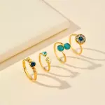 4 Anillos con diamante de imitacion