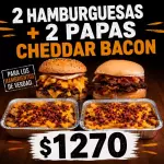 2 DOBLES + PAPAS CHEDDAR & BACON