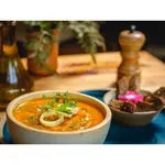 Sopa de abobora com gengibre e palmito