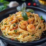 Pasta blanca con camarón