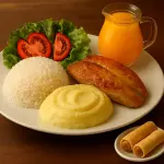 Combo peixe grelhado purê batatas