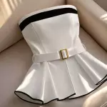 Blusa Straples blanco con negro