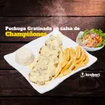 PECHUGA GRATINADA EN SALSA DE CHAMPIÑONES