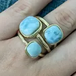 Anillo triple Larimar y Mixto