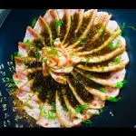 CARPACCIO DE SALMAO AO  MOLHO OSTRA (16 UNI)