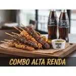 Combo Alta Renda: 6 Espetinhos + 2 Refrigerantes + Molho da Casa