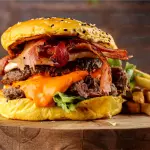 hamburguesa bbq con papas