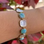 Pulsera cuadrada Nácar y Larimar