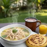 Caldo con pechuga  pollo campesino