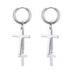 Silver Hoops Cross Earrings