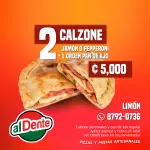 PROMO 2 CALZONE + PAN DE AJO ¢ 5,000