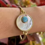 Pulsera rígida Nácar y Larimar