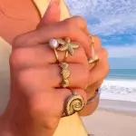 Anillo estrella y perlas